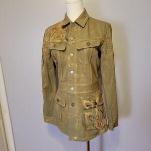 Ralph Lauren Purple Label Bacall Embellished Denim Field Jacket Womens 4 $2,490